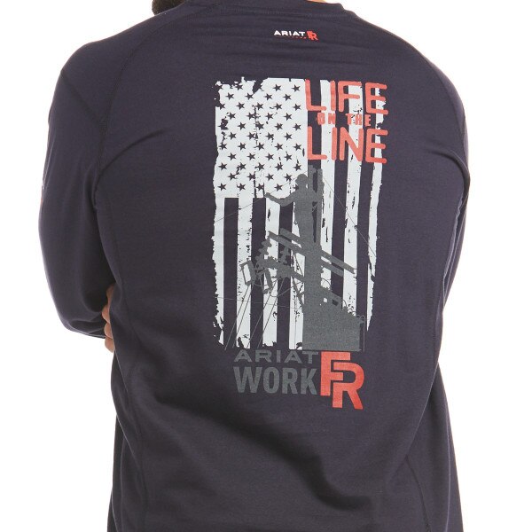 Ariat Mens FR Air Life on the Line T-Shirt in Navy